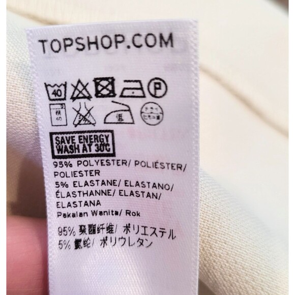 TOPSHOP Snap & Zip Midi Sz 6 Cream Moto Skirt Work Career Luxury Designer Slit - Picture 7 of 10